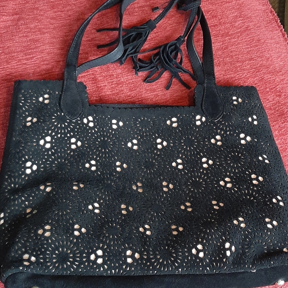 Buco suede purse with cutouts